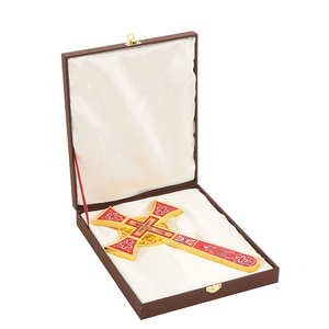 HT Croix Orthodoxe Bénédiction Croix Avec Support <span class=keywords><strong>Pour</strong></span> Église Décoration de La Maison <span class=keywords><strong>Passion</strong></span> de Jésus Icône Rouge et Bleu Enomal Croix - Product Image 3