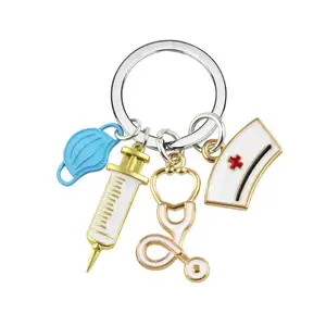 Groothandel Custom Verpleegassistent Accessoires Sleutelhanger Sleutelhanger Metalen Emaille Souvenir Medisch Arts Verpleegkundige Sleutelhanger Met Charme