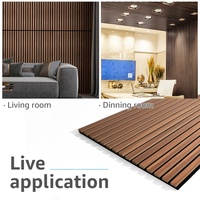 Paneles acústicos de listones de madera 3D modernos, elegantes paneles decorativos de reducción de ruido para pared de techo de dormitorio de Hotel, muestras convenientes