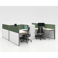 Mobilier de bureau moderne en forme de L pour 4 personnes Poste de travail moderne Cloisons de bureau modulaires Cloison murale de bureau Cloison de mobilier de bureau