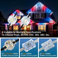 Iluminación Decorativa Navideña Permanente para Exteriores, Resistente al Agua IP68, con Luces Puntuales RGBW de 48V CC, 200 pies, 300 pies, 500 pies, para Uso Residencial