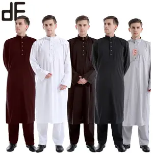 wholesale islamic clothing for southeastern and middle east region muslim men's kurti shirts with pants set thobe
