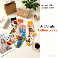 Chaussettes en coton tricoté à motifs abstraits colorés pour hommes et femmes, chaussettes de mode botanique jungle, service de personnalisation en gros ODM