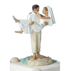 高加索海滩夫妇婚礼雕像蛋糕礼帽