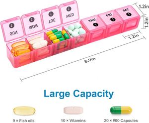 Organisateur de pilules hebdomadaire en plastique, couleur arc-en-ciel, 28 compartiments, boîtes à pilules - Product Image 3