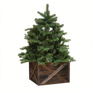 Soporte de madera para árbol de Navidad con diseño de soporte en X para decoraciones festivas de interior y exterior - Product Image 1