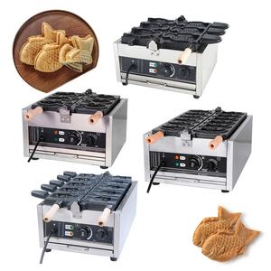 Machine à Taiyaki à double rangée 14 trous, électrique, pour usage commercial en <span class=keywords><strong>boulangerie</strong></span>, machine à gaufres en forme de poisson, revêtement antiadhésif, thermostat réglable (220V) - Product Image 6
