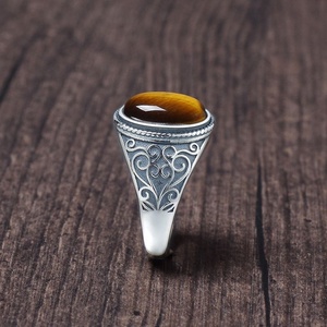 Merryshine Vintage Style Open Brass Jewelry Spiritual <strong>Tiger</strong> <strong>Eye</strong> Stone Turkish Gemstone <strong>Ring</strong> for Men - Product Image 5