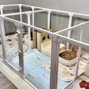 Enclos de jeu pour animaux de compagnie d'intérieur, cage, entièrement transparente, en acrylique, motif solide, accessoire en plastique, système à puce unique pour petits oiseaux - Product Image 1