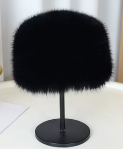 Autumn and winter <b>flat</b>-top <b>hat</b>, warm imitation fur, bucket-shaped plush <b>hat</b> - Product Image 2