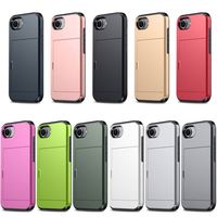 Étui de téléphone antichoc 2-en-1 avec porte-cartes coulissant en TPU et PC, design professionnel, pour 11-17 Pro Max