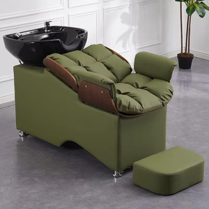 Contemporary PU Leather Shampoo Chair With Ceramic Basin And Removable <b>Footrest</b> For Salon Use - Product Image 6