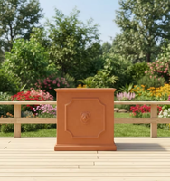 Grands pots à fleurs carrés en fibres d'argile écologiques et durables pour l'extérieur/l'intérieur avec trou de drainage pour plantes