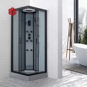 YONGXIN 2 taraflı Pivot cam duş kabini muhafaza odası banyo temperli taşınabilir cam duş kapısı kabin