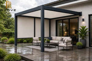 Pergola motorisée rétractable à toit rigide RKOVE avec éclairage LED et revêtement en poudre pour terrasse de restaurant - Product Image 4