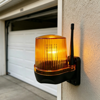Amberfarbenes kabelloses LED-Blitzwarnlicht mit Antenne, Blinkleuchte AC/DC 12V-265V für automatische Drehtore