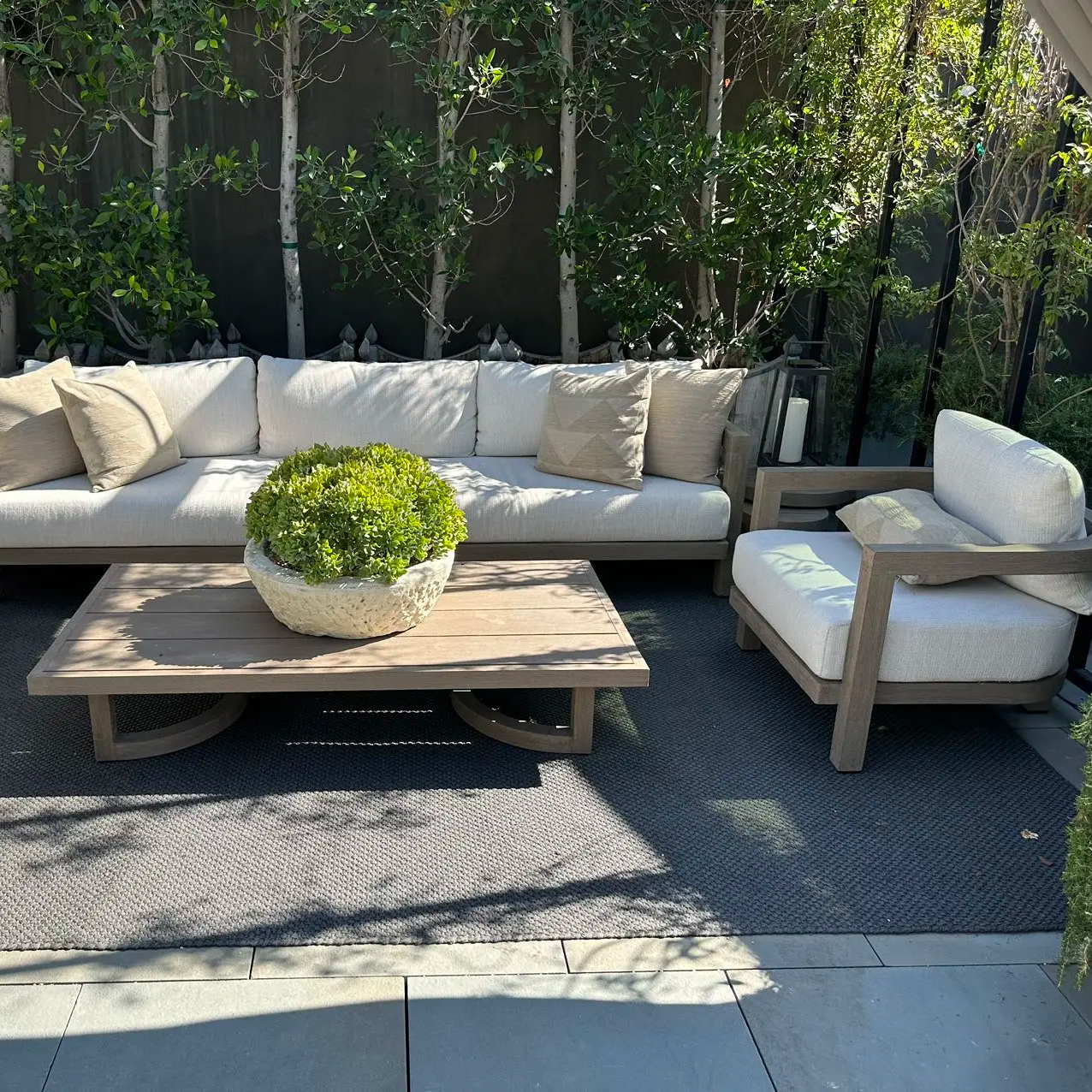 2024 Modern outdoor  Luxury solid Teak Natural Wooden Frame Garden Patio Outdoor  Sofa set