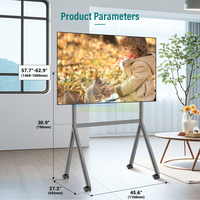 KALOC AT86 Chariot TV mobile argenté de 65 '-86', support de chariot Plasma LCD mobile pour studio robuste, chariot TV, support TV d'exposition