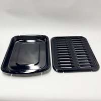 Plaque de cuisson rectangulaire noire antiadhésive de 13 et 16 pouces en métal émaillé avec bac de récupération des graisses pour four et grill