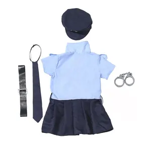Costume de policier mignon pour filles, uniforme de fête d'halloween Cool pour enfants