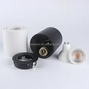 Round Anti Glare Surface Cylinder Downlight Fittings LED Surface Mounted Ceiling Lights GU10 Downlight Frame