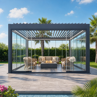Einziehbare Motorisierte Aluminium-Pulverbeschichtete Bioklimatische Lamellen-Pergola Wasserdichter Outdoor-Garten-Pavillon Direkt ab Werk
