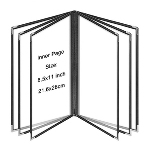 Cubierta de cuero para menú de 8,5x11 pulgadas, soporte impermeable para libro de recetas de restaurante, menú transparente, esquina plateada, suministros para restaurante de <span class=keywords><strong>Hotel</strong></span> - Product Image 1