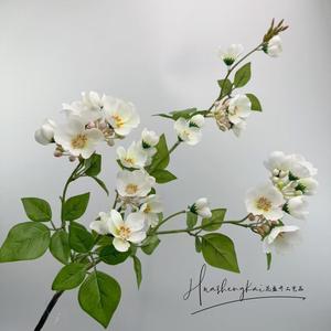 Flor Artificial de Begonia de Seda, Rama Individual, Blanca, Decoración para el Hogar, Primavera SCXC-0530 - Product Image 4