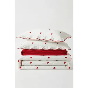 Karden Flower Amore <b>Ruffled</b> Cotton Heart Bedding Set Double White - Product Image 6