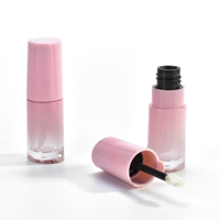 6ml gradiente Rosa vacío corto grasa brillo de labios tubos largos Mini con varita grande de cepillo aplicador de punta diseño de logotipo personalizado