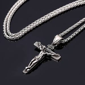 Colliers CRUCIFIX en acier inoxydable, croix <span class=keywords><strong>de</strong></span> jésus, croyance religieuse, mot Texture <span class=keywords><strong>de</strong></span> jésus sur croix, bijoux d'église <span class=keywords><strong>de</strong></span> prière - Product Image 3