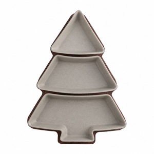 Plato para Servir en Forma de Árbol de Navidad con Bandeja de Bambú, Juego de 3 Platos Divididos de Gres para Aperitivos, Nueces, Dulces, Postres y Aperitivos Navideños - Product Image 5
