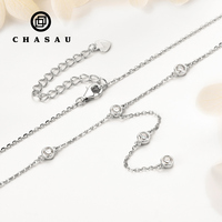 Ronde Moissanite Diamant Lange Ketting 100% Zilver 925 Ketting Y-vormige Ketting Charme Sieraden Valentijnsdag Cadeau voor Vrouw