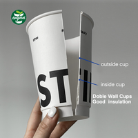 Papier à café classique imprimé 8oz 12oz 16oz, tasse à double paroi avec couvercle, exigences des clients, tasse à café en papier Kraft jetable Pac