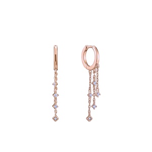 Boucles d'oreilles créoles pendantes multi-étoiles en laiton plaqué or 18 carats avec diamants CZ étincelants pour femmes et jeunes filles, bijoux fins en argent sterling 925 - Product Image 3