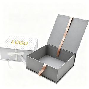 Luxury <b>Foldable</b> Magnetic Gift <b>Box</b> for Cosmetics Custom Printed Rigid Cardboard Paper Packaging Flat Shipping <b>Box</b> with Ribbon - Product Image 3