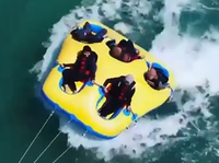 Aufblasbares 5-Personen Langlebiges Tragbares Donut-Boot, Schleppbares Wasserfahrzeug mit Fly Tube für Wassersport