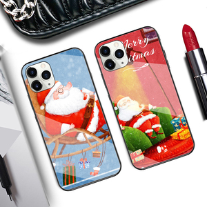 Custodia per telefono in vetro lucido cervo simpatico cartone animato di natale per <span class=keywords><strong>Iphone</strong></span> Xs <span class=keywords><strong>11</strong></span> 12 Xr <span class=keywords><strong>Cover</strong></span> in plastica rigida per Redmi Note 9 Pro - Product Image 4