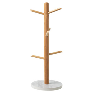 Bamboo Jewelry Rack With Rock Base Desktop Organizer For Keys Rings Bracelets Storage Display Stand - Product Image 5