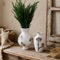 Vase à fleurs décoratif en céramique Jossin, vase en céramique blanc avec motif d'arbre artistique pour la décoration de la chambre à coucher et du salon