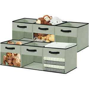 Cubos de Almacenamiento Plegables de Tela de Lino con Ventana para Zapatos y Estantes - Diseño Moderno - Product Image 1