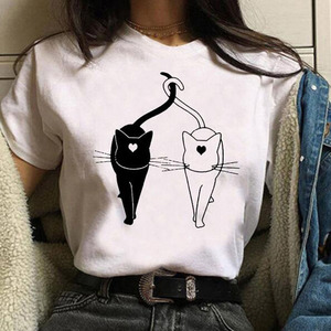 Mode femmes T-shirts Casual mignon <span class=keywords><strong>chat</strong></span> <span class=keywords><strong>motif</strong></span> imprimé t-<span class=keywords><strong>shirt</strong></span> Top Streetwear manches courtes <span class=keywords><strong>femme</strong></span> T-shirts dames vêtements T-shirts - Product Image 5