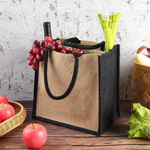 <strong>Wholesale</strong> Eco-Friendly Recyclable Reusable <strong>Jute</strong> <strong>Tote</strong> <strong>Bag</strong> <strong>Custom</strong> Printed Natural Gunny Leather Cover Double Handle <strong>Foldable</strong> - Product Image 3