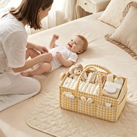 Organisateur de couches pour bébé, panier de rangement portable matelassé en forme de cœur, marron, résistant à l'eau, grande capacité, avec séparateurs amovibles, cadeau