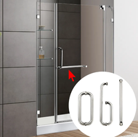 Poignée noire à bord biseauté en forme de D, poignée tubulaire ronde en forme de L, poignée de porte en verre trempé pour salle de bain d'hôtel