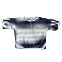 Ensemble de vêtements en 2 pièces pour bébé et enfant, t-shirt à manches courtes en coton gaufré rayé et short à ourlet élastique, été