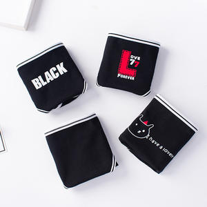 Sous-vêtements pour femmes en coton doux et respirant de couleur noire, culottes pour adolescentes, culottes sexy à motif de dessin animé, culottes mi-hautes pour filles, modèles de culottes - Product Image 3