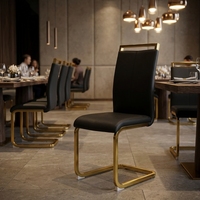 Chaise de salle à manger moderne avec assise et dossier rembourrés, structure en métal, chaise d'appoint pour restaurant, salle à manger, hôtel