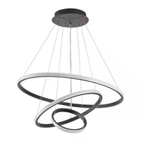 Simple Nordique Anneaux Pendentif Lumière Moderne Noir Rond Led Lustre pour La Maison Salon Cuisine