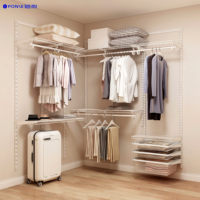 Armoire de chambre à coucher en forme de L, moderne, en acier, avec étagères suspendues réglables, blanche, pour dressing